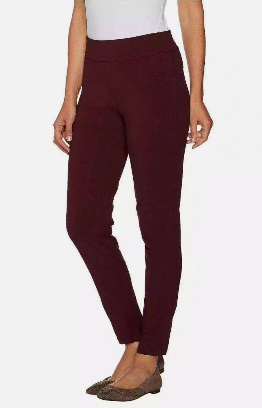 Susan Graver Womens Pants XXS Petite Red Premium Stretch Slim Leg Pull On NWOT